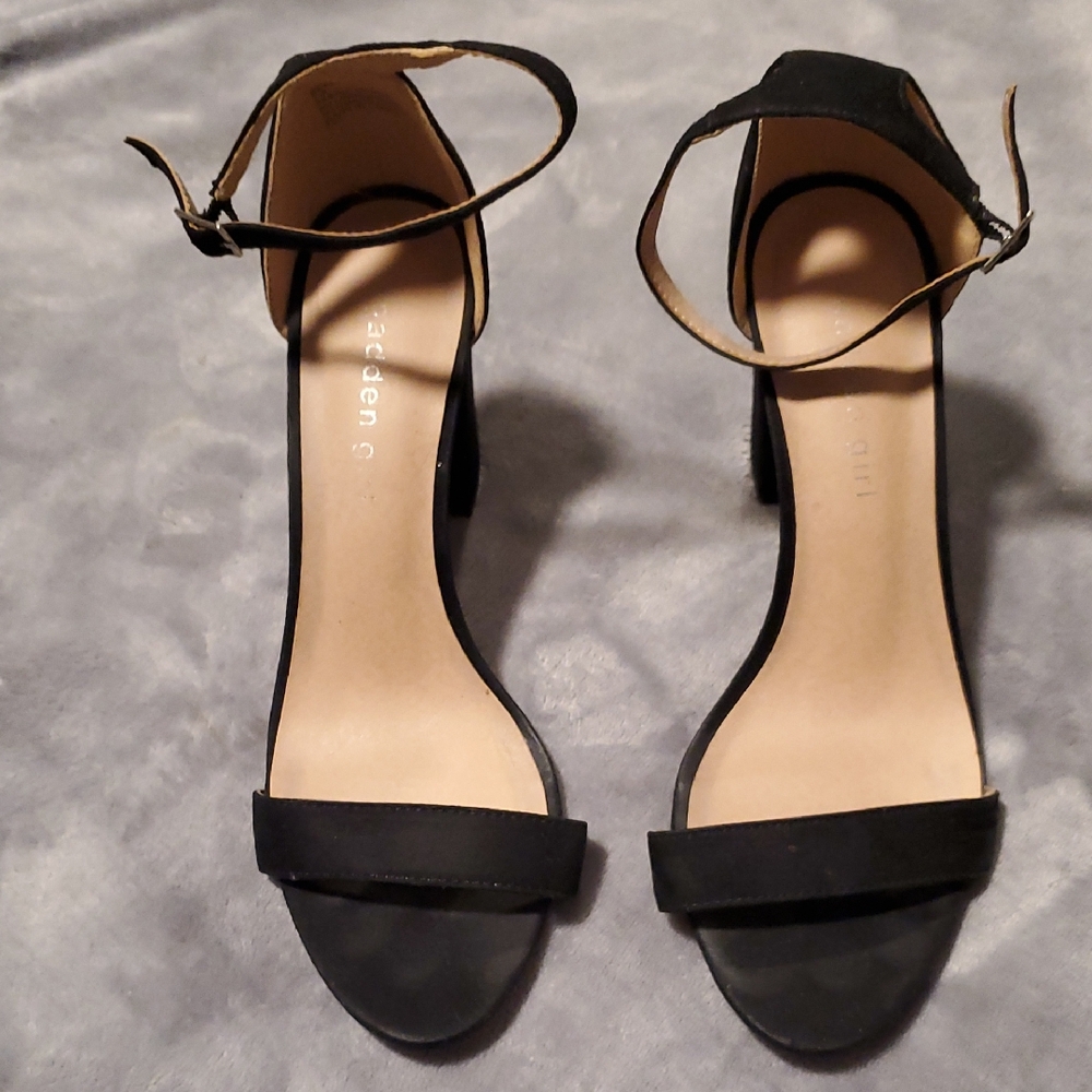 Madden Girl Black Ankle Strap Heels